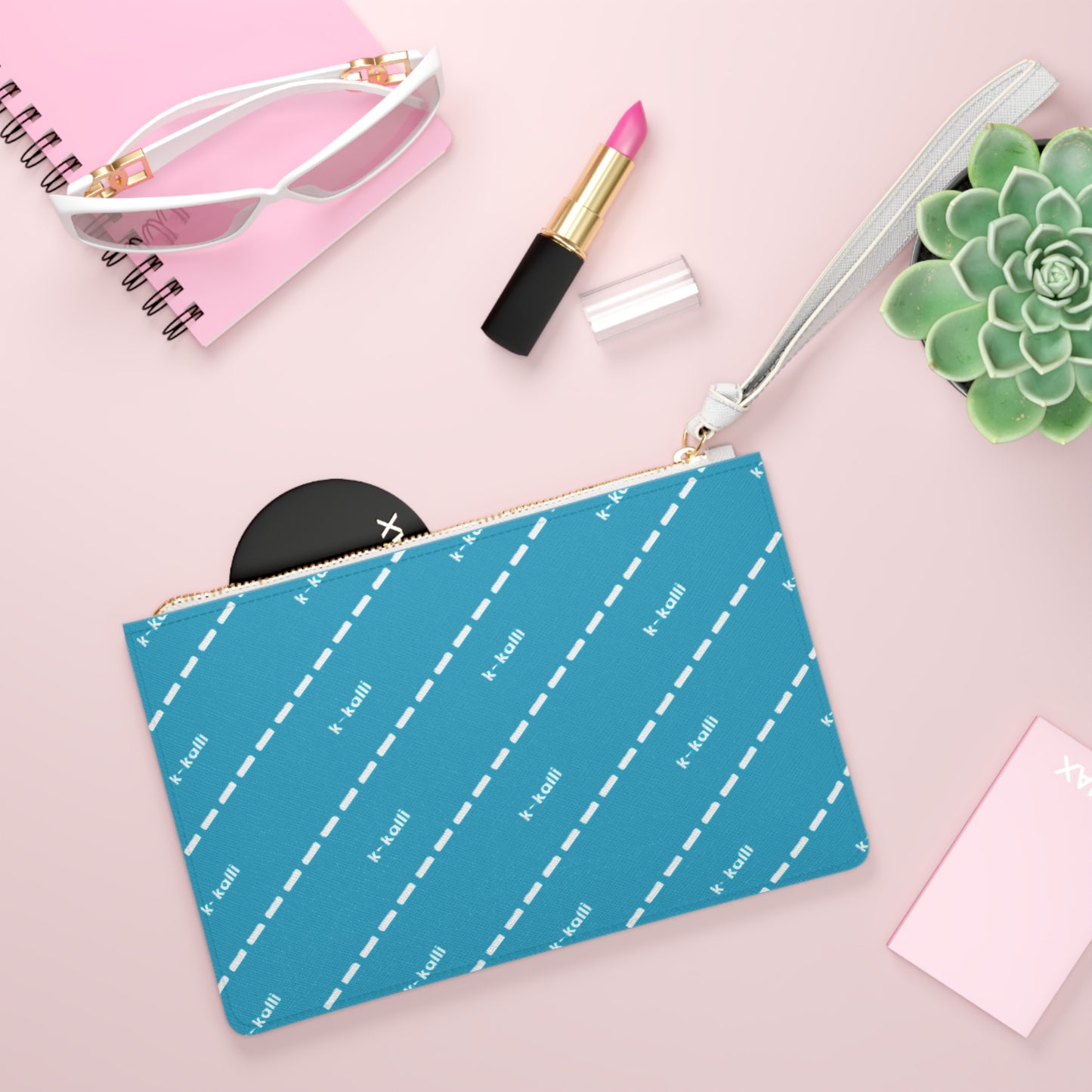 Chic Turquois k-kalli Stripe Clutch Bag - Stylish & Functional Accessory for Every Occasion, Cosmetic Pouch