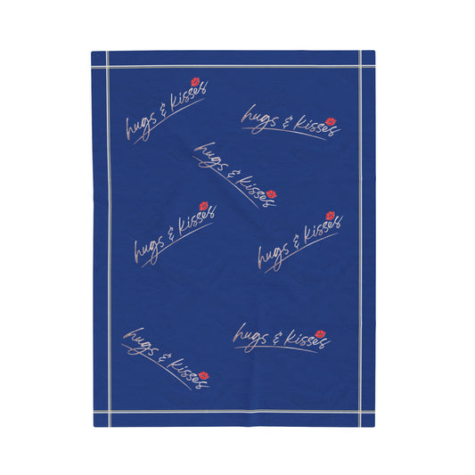 Hugs & Kisses Blanket - Dark Blue