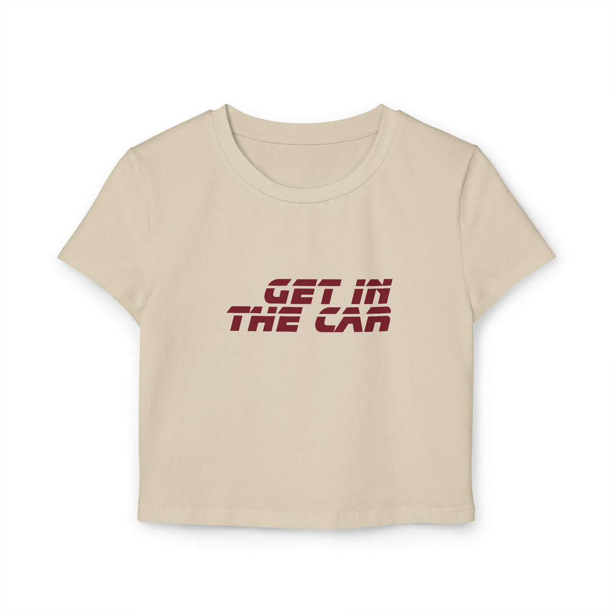 Get In The Car tee | cropped graphic top, retro bold text