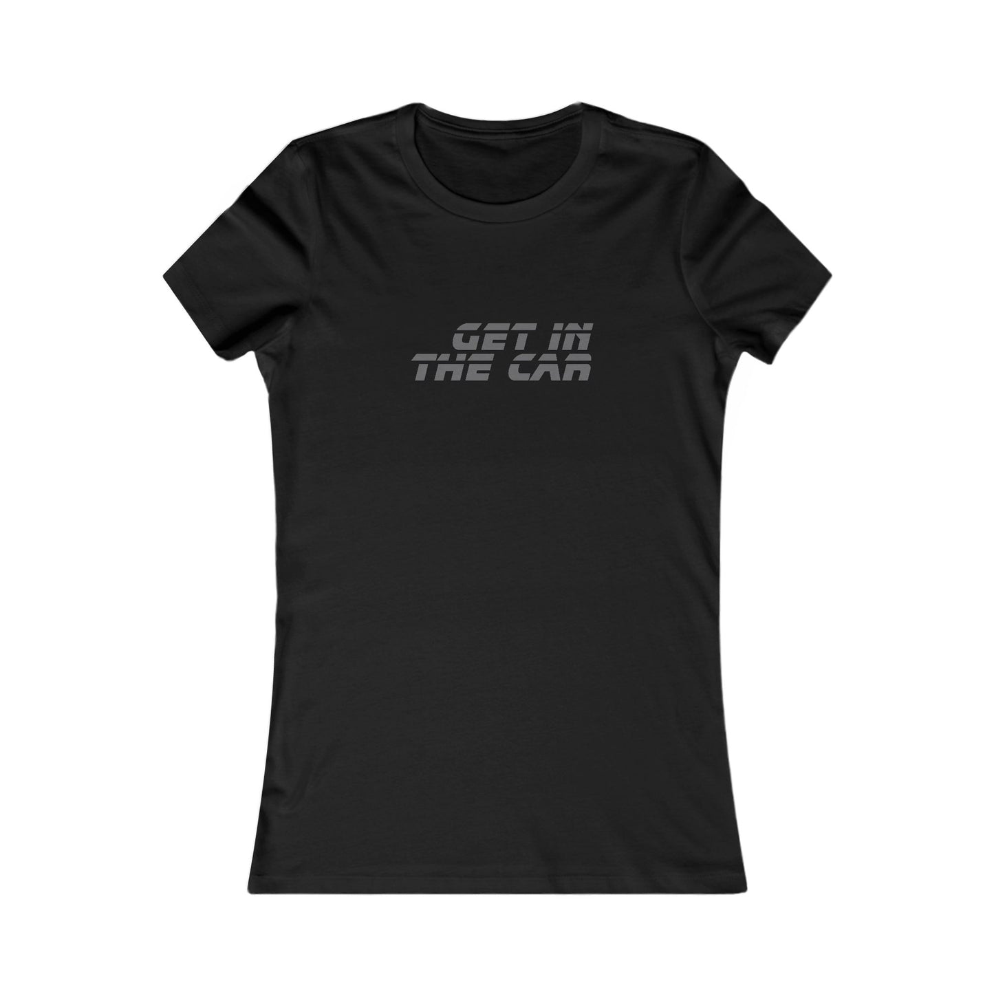 Get in the Car Tee | Retro Racing Text, Black Slim Fit Shirt