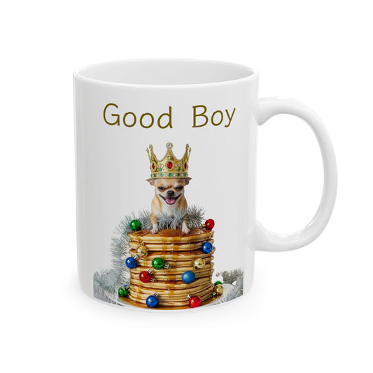 Christmas Good Boy Mug — Ceramic Coffee Cup (11oz/15oz), Hot Chocolate, Hot Cocoa Mug, Gift, Holiday Gift