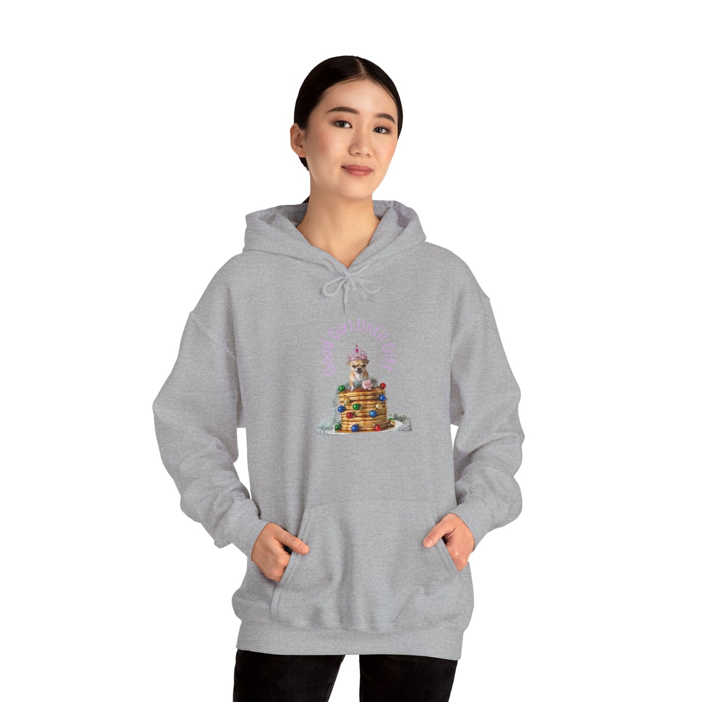 Christmas 'Good Girl' Hoodie - Cute Stack of Pancakes, Graphic Tee, Holiday Gift