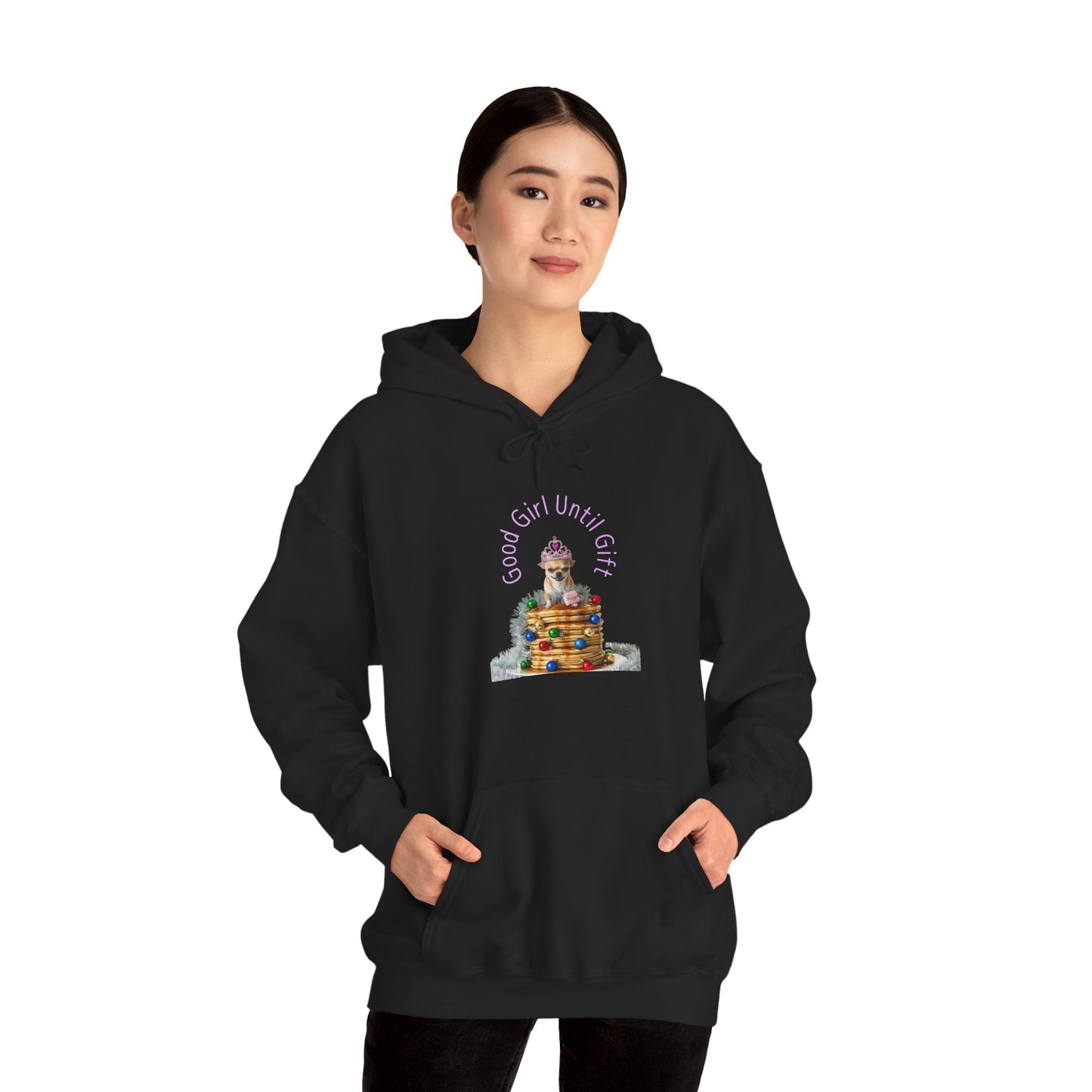 Christmas 'Good Girl' Hoodie - Cute Stack of Pancakes, Graphic Tee, Holiday Gift