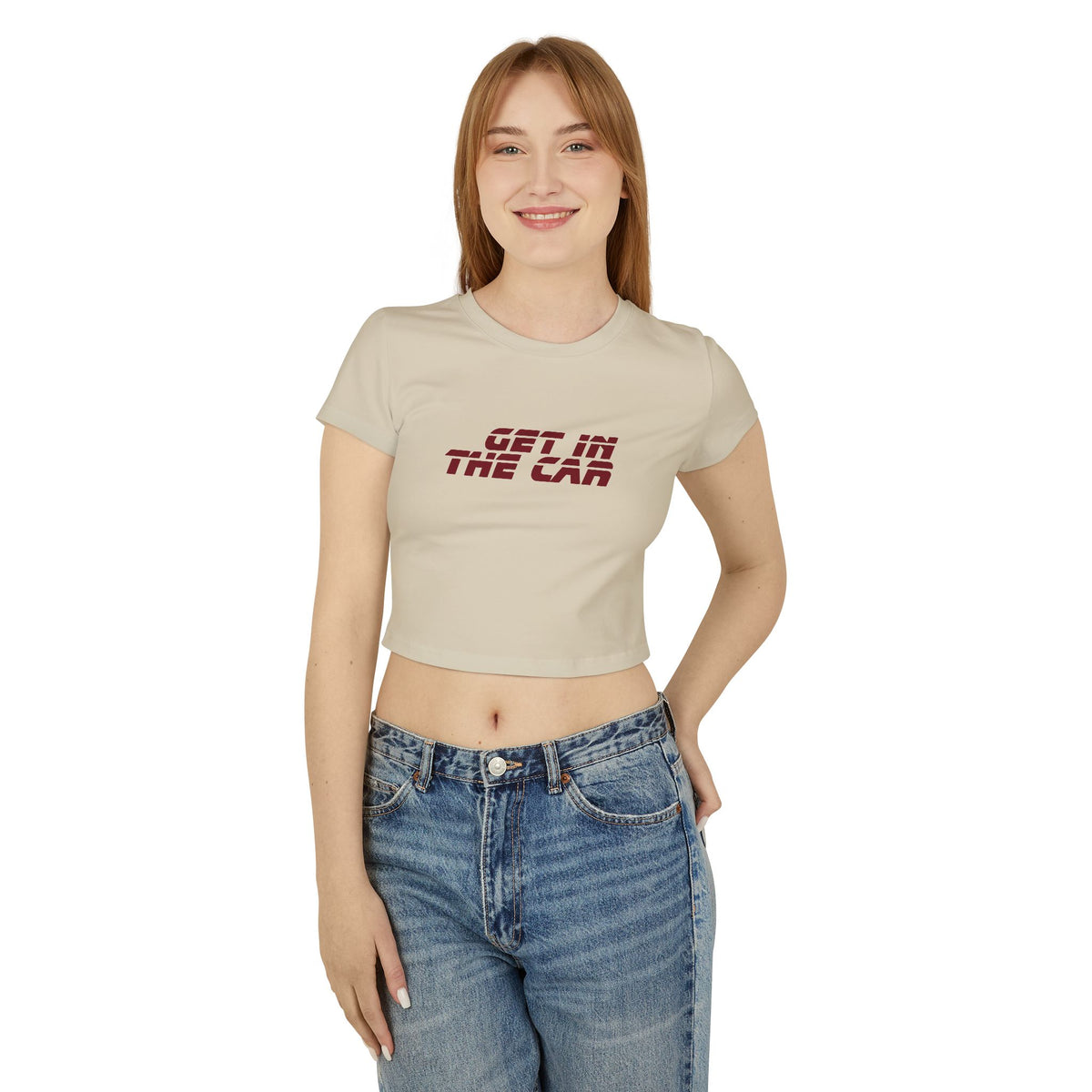 Get In The Car tee | cropped graphic top, retro bold text