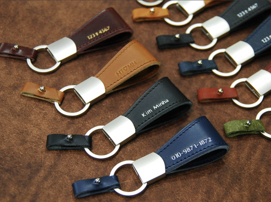 Genuine Handmade Italian Vegetable Cowhides Leather Car Keychain Keyring